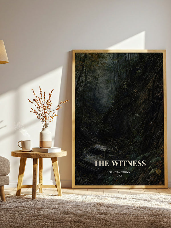 The Witness watercolour print in frame leaning in hallway – legal thriller wall art