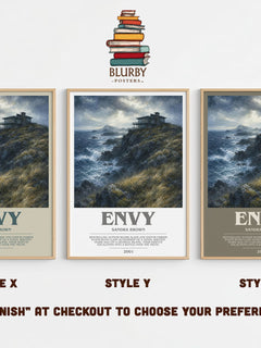 Envy bookish print in frame leaning in hallway – thriller wall art