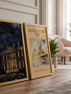 Ricochet watercolour print framed by window – literary home decor