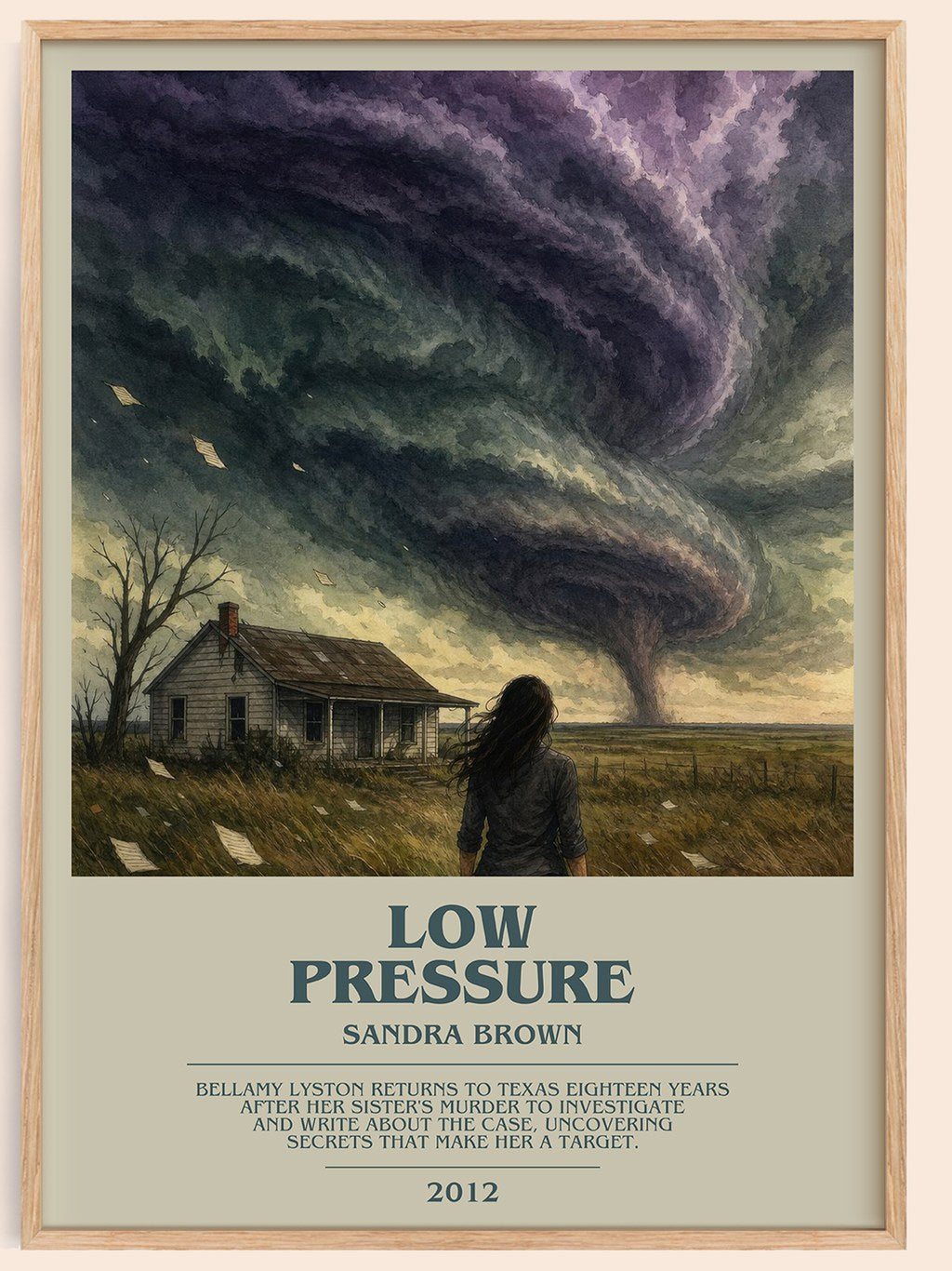 Low Pressure bookish book poster by Sandra Brown – framed literary art print