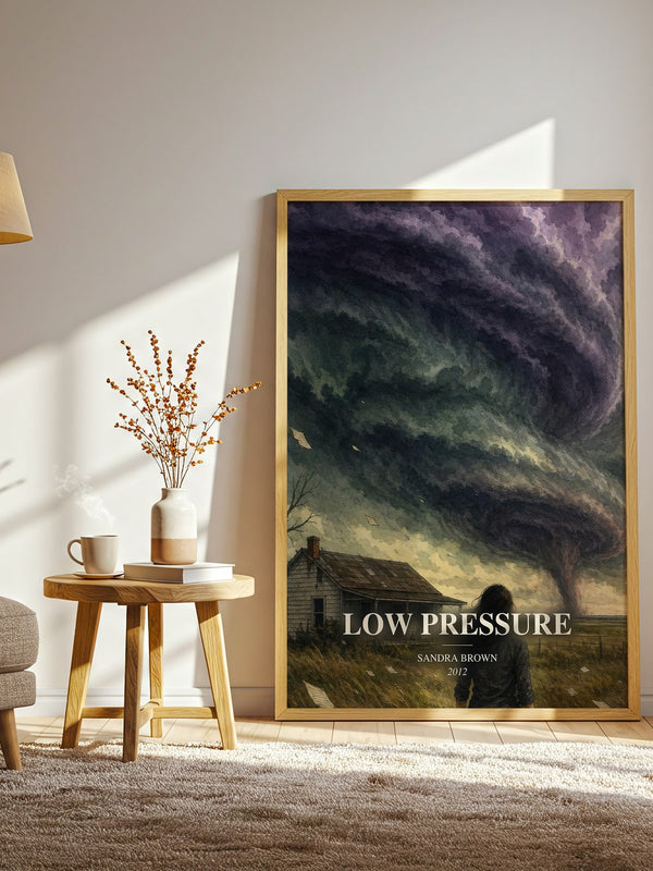 Low Pressure watercolour print in frame leaning in hallway – thriller wall art
