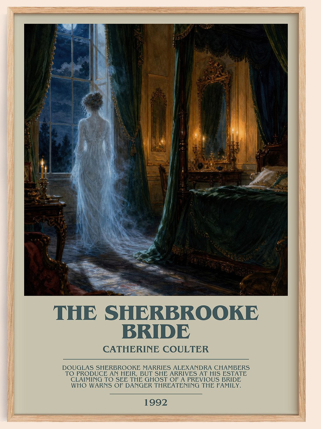The Sherbrooke Bride bookish book poster by Catherine Coulter – framed literary art print