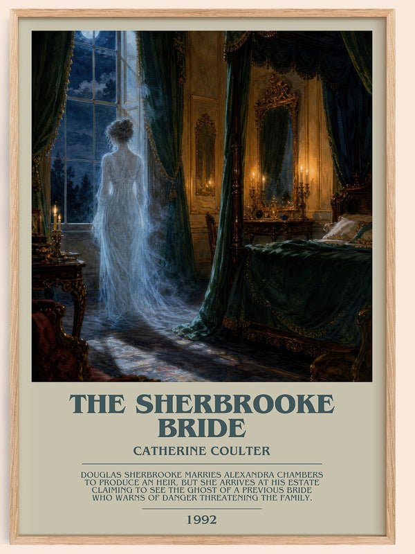 The Sherbrooke Bride bookish book poster by Catherine Coulter – framed literary art print