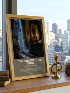 The Sherbrooke Bride bookish print framed by window – literary home decor