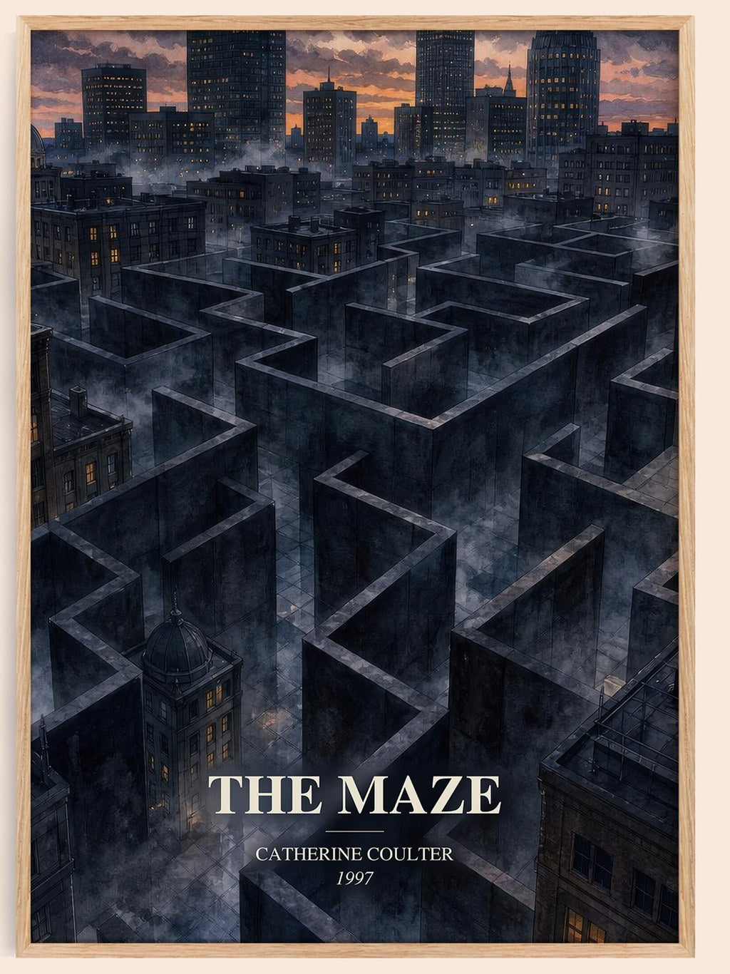 The Maze watercolour book poster by Catherine Coulter – framed literary art print