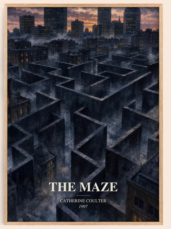The Maze watercolour book poster by Catherine Coulter – framed literary art print