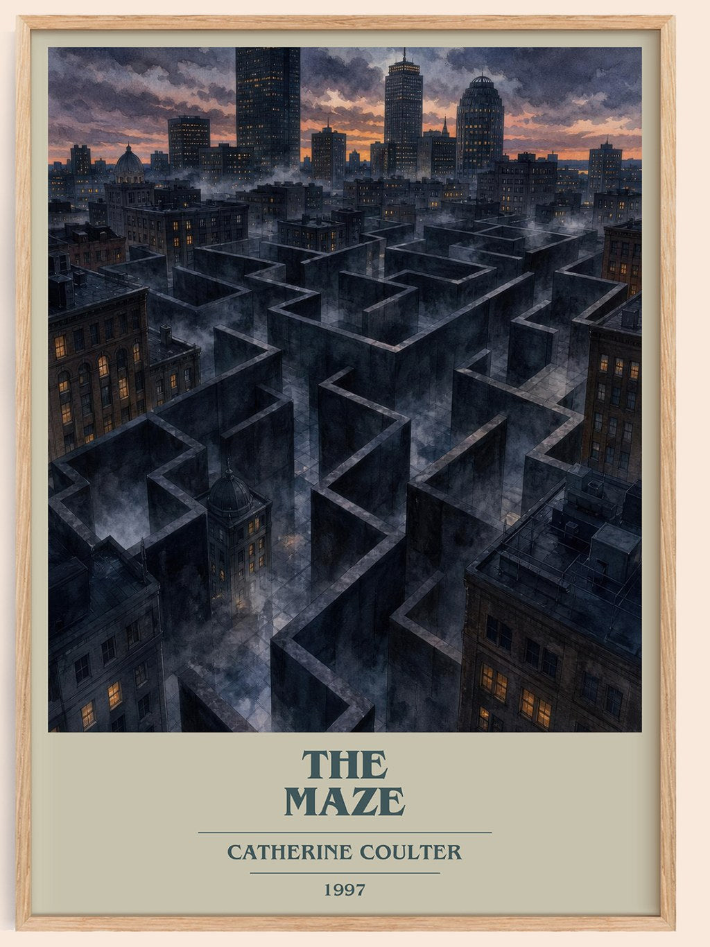 The Maze book cover book poster by Catherine Coulter – framed literary art print