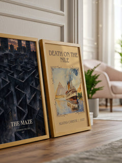 The Maze watercolour print framed by window – literary home decor