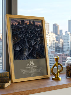 The Maze bookish print framed by window – literary home decor