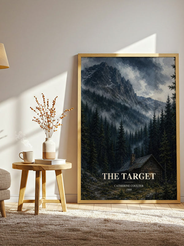 The Target watercolour print in frame leaning in hallway – thriller wall art