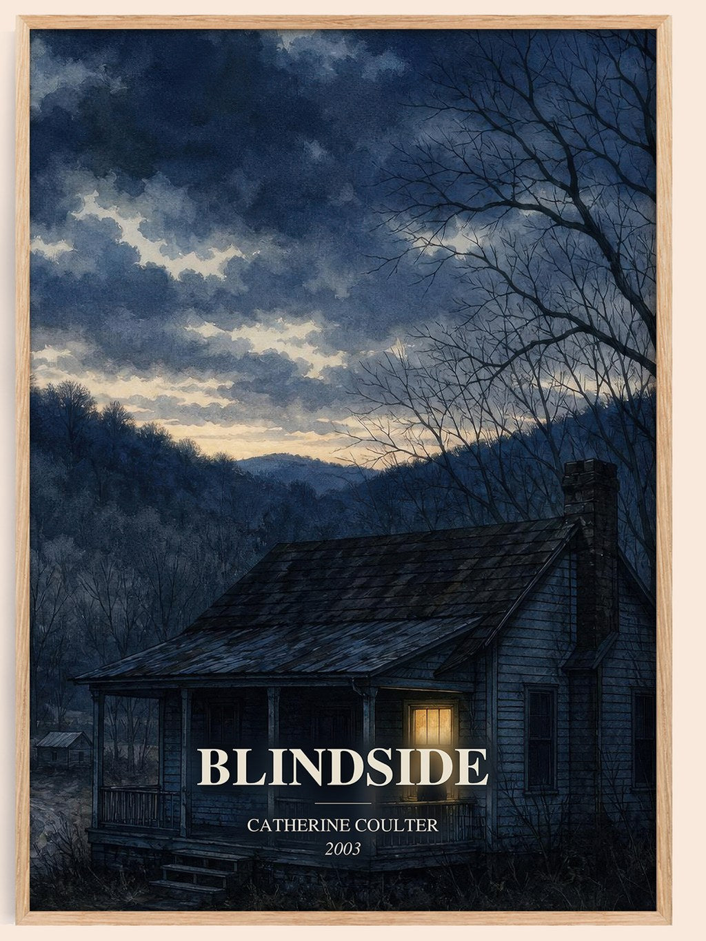 Blindside watercolour book poster by Catherine Coulter – framed literary art print