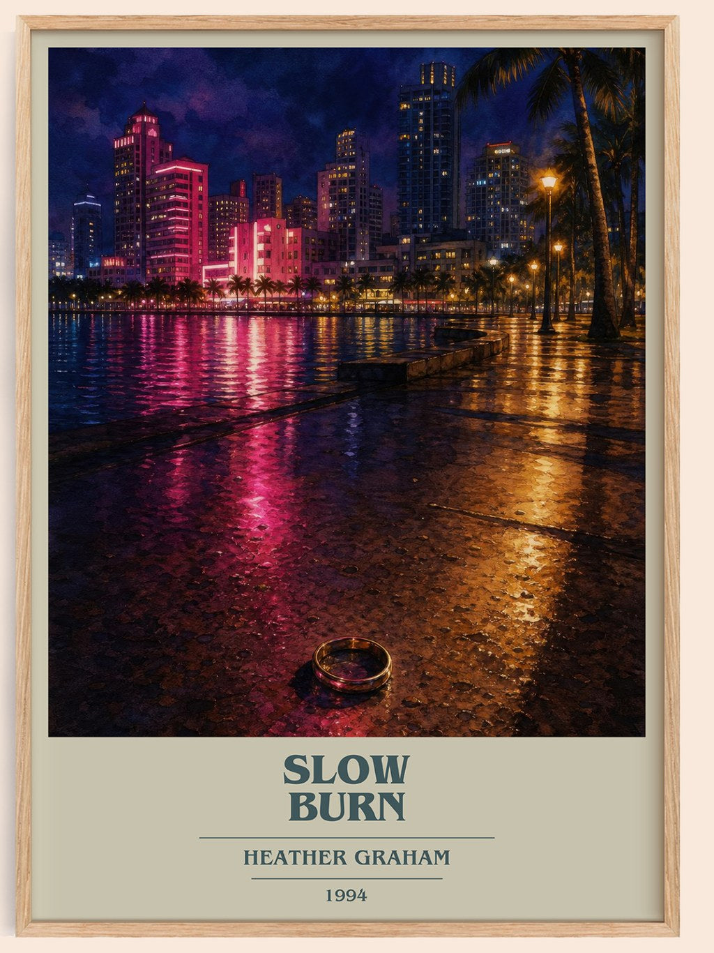 Slow Burn book cover book poster by Heather Graham – framed literary art print