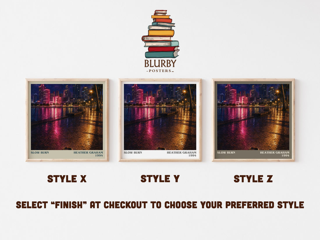Slow Burn literary print in frame leaning in hallway – romance wall art (mockup)