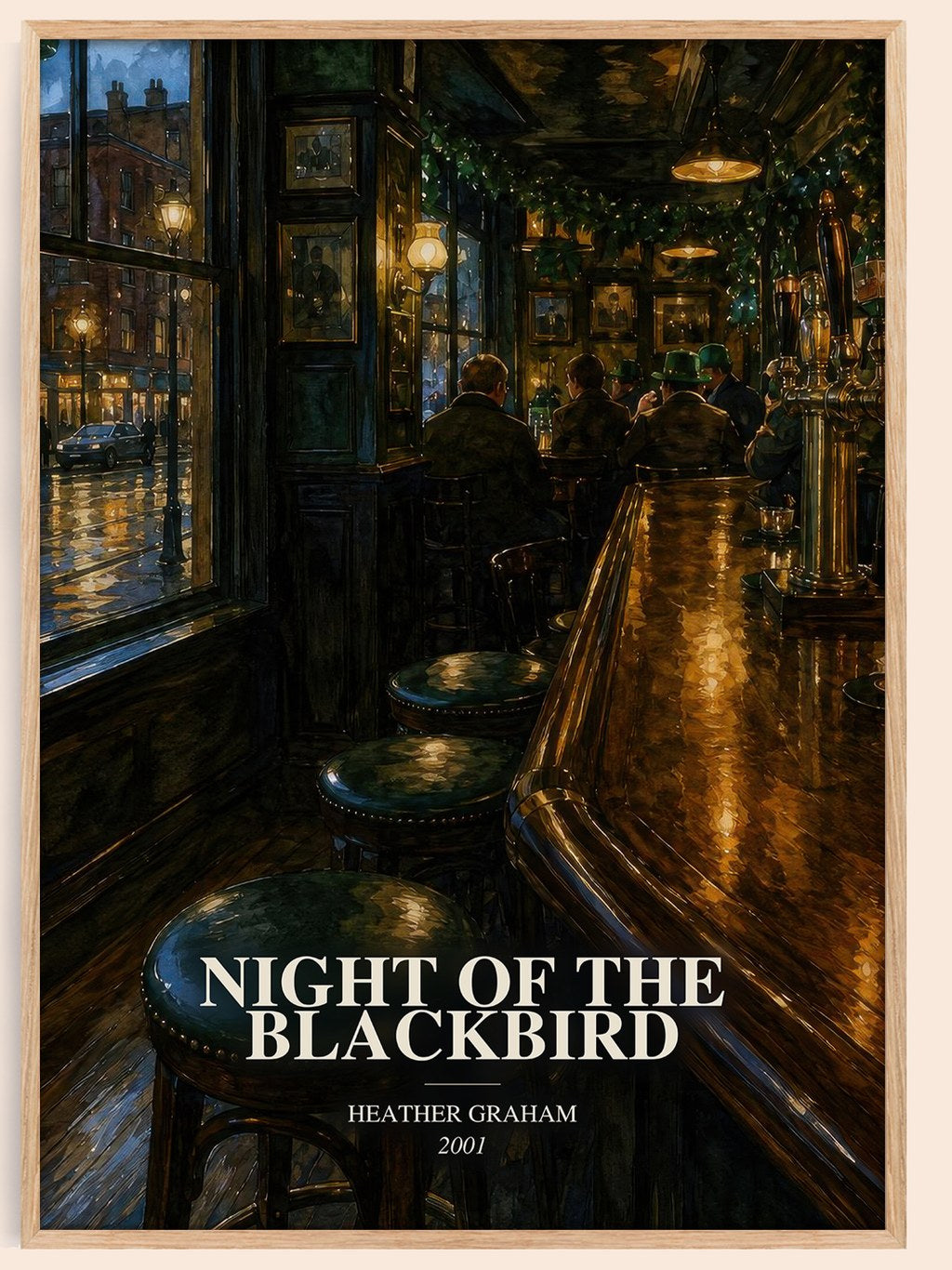 Night of the Blackbird watercolour book poster by Heather Graham – framed literary art print