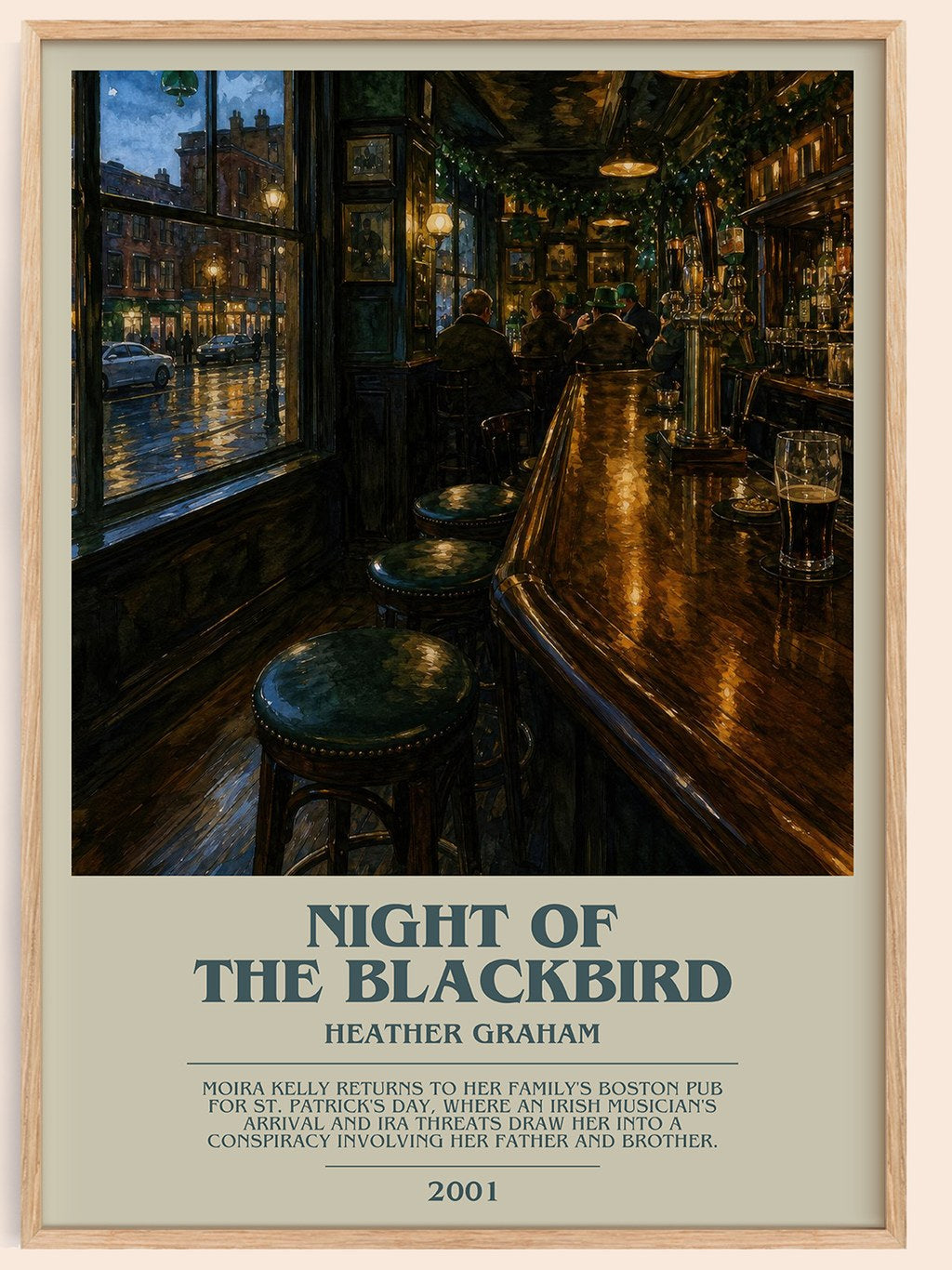 Night of the Blackbird bookish book poster by Heather Graham – framed literary art print