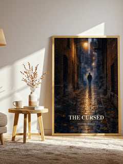 The Cursed watercolour print in frame leaning in hallway – thriller wall art
