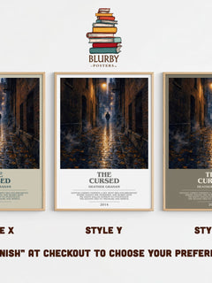 The Cursed bookish print in frame leaning in hallway – thriller wall art
