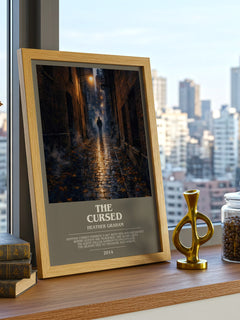 The Cursed bookish print framed by window – literary home decor