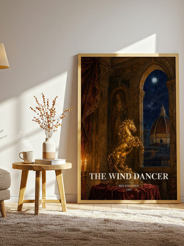The Wind Dancer watercolour print in frame leaning in hallway – romance wall art