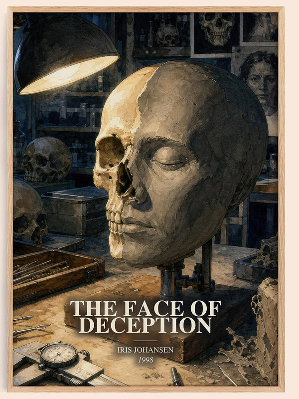 The Face of Deception watercolour book poster by Iris Johansen – framed literary art print