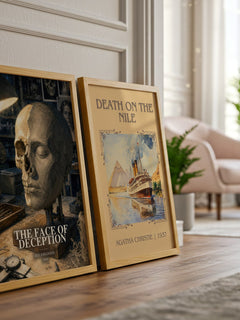 The Face of Deception watercolour print framed by window – literary home decor