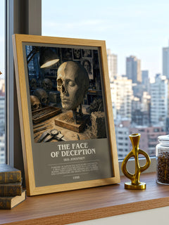 The Face of Deception bookish print framed by window – literary home decor