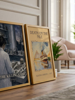 The Killing Game watercolour print framed by window – literary home decor