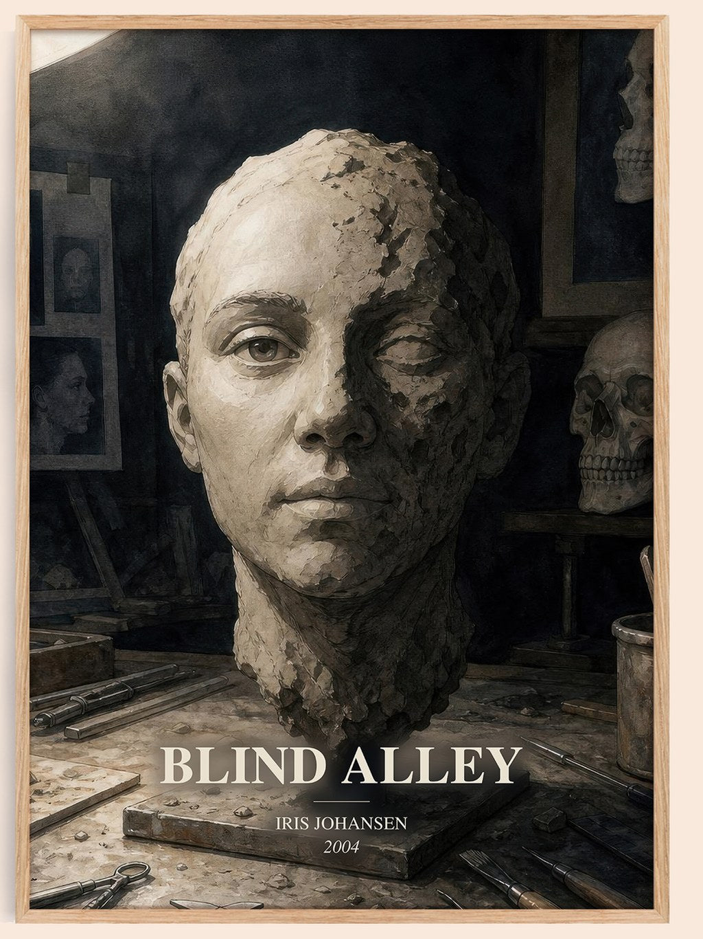 Blind Alley watercolour book poster by Iris Johansen – framed literary art print