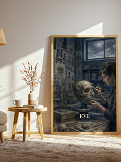 Eve watercolour print in frame leaning in hallway – thriller wall art