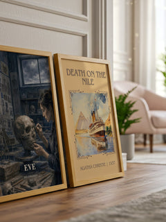 Eve watercolour print framed by window – literary home decor