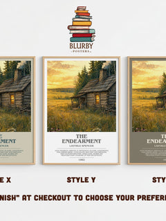 The Endearment bookish print in frame leaning in hallway – romance wall art