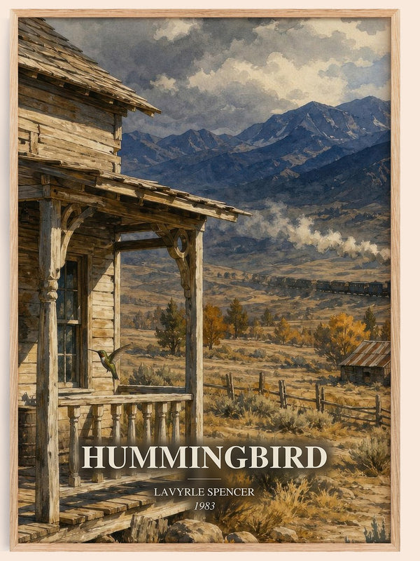 Hummingbird watercolour book poster by LaVyrle Spencer – framed literary art print