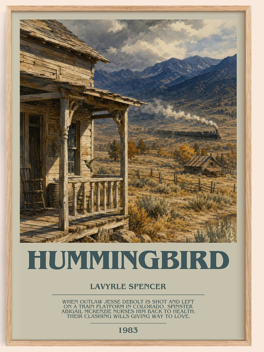 Hummingbird bookish book poster by LaVyrle Spencer – framed literary art print