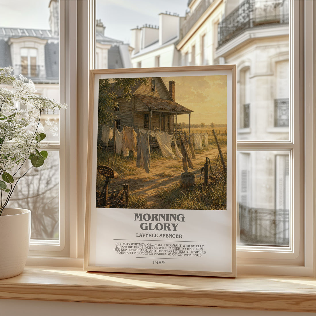Morning Glory bookish poster colour and style options – LaVyrle Spencer book art