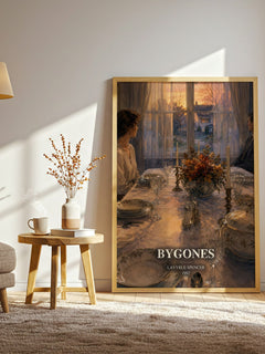 Bygones watercolour print in frame leaning in hallway – romance wall art