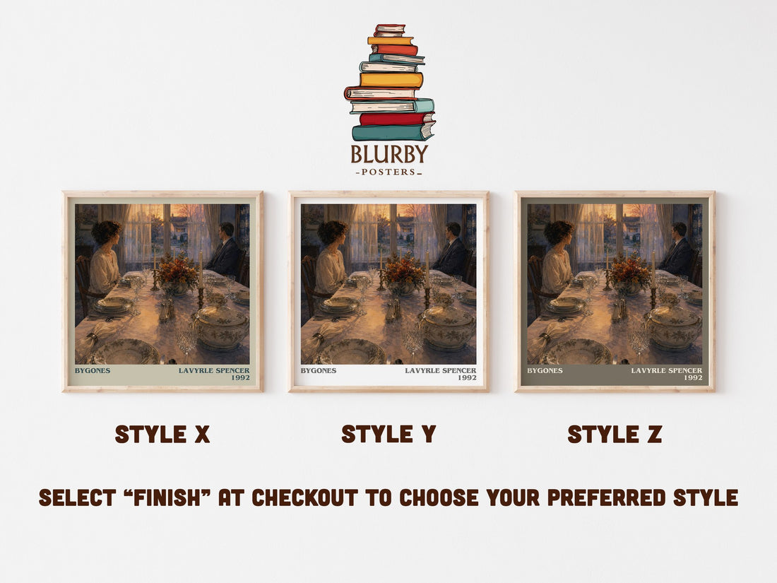 Bygones literary print in frame leaning in hallway – romance wall art (mockup)