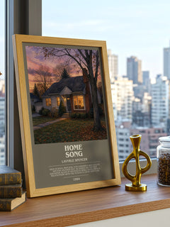 Home Song bookish print framed by window – literary home decor