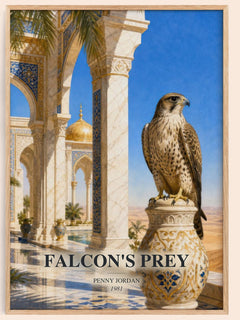Falcon's Prey watercolour book poster by Penny Jordan – framed literary art print