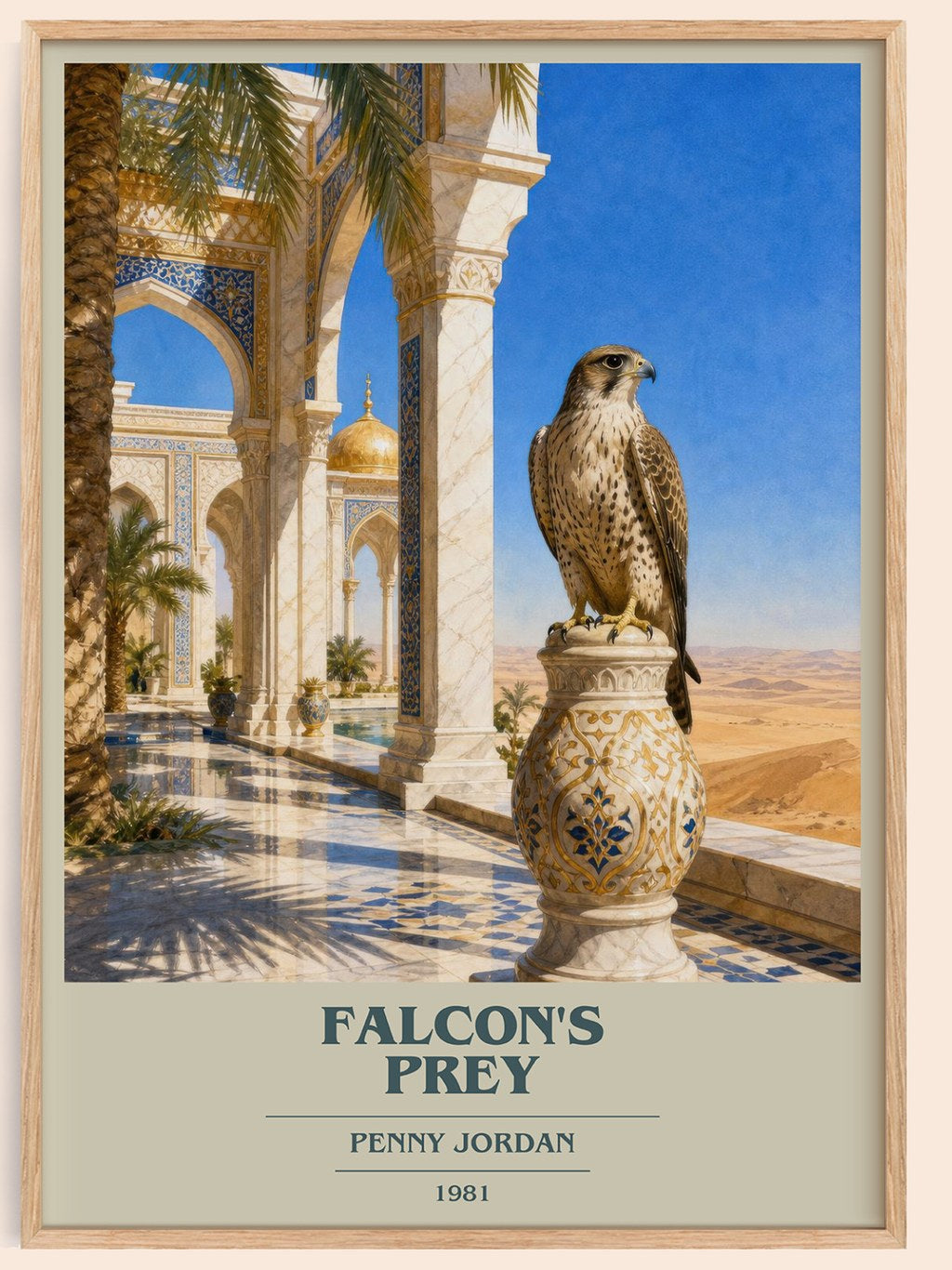 Falcon's Prey book cover book poster by Penny Jordan – framed literary art print