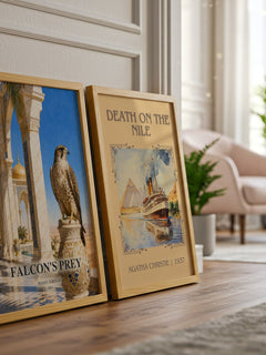 Falcon's Prey watercolour print framed by window – literary home decor