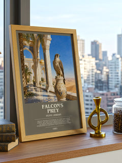 Falcon's Prey bookish print framed by window – literary home decor