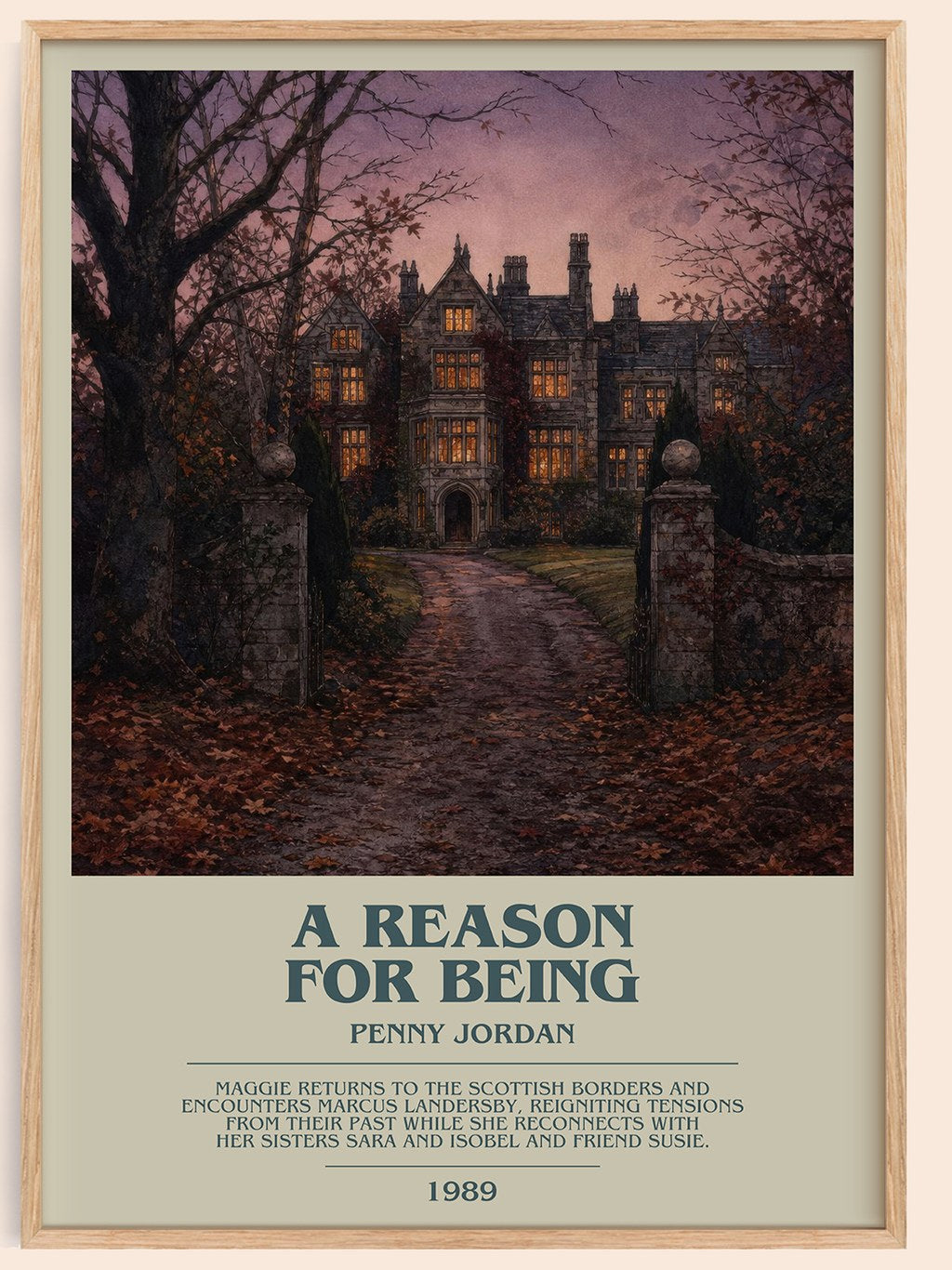A Reason for Being bookish book poster by Penny Jordan – framed literary art print