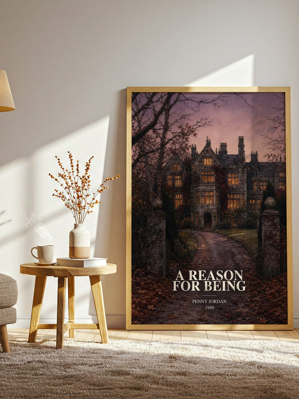 A Reason for Being watercolour print in frame leaning in hallway – romance wall art