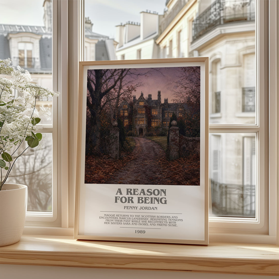 A Reason for Being bookish poster colour and style options – Penny Jordan book art