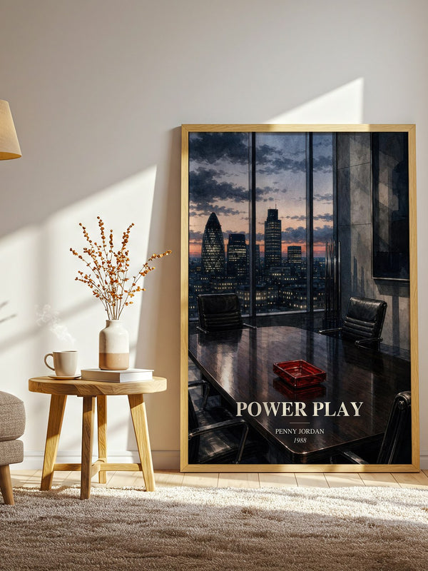 Power Play watercolour print in frame leaning in hallway – romance wall art