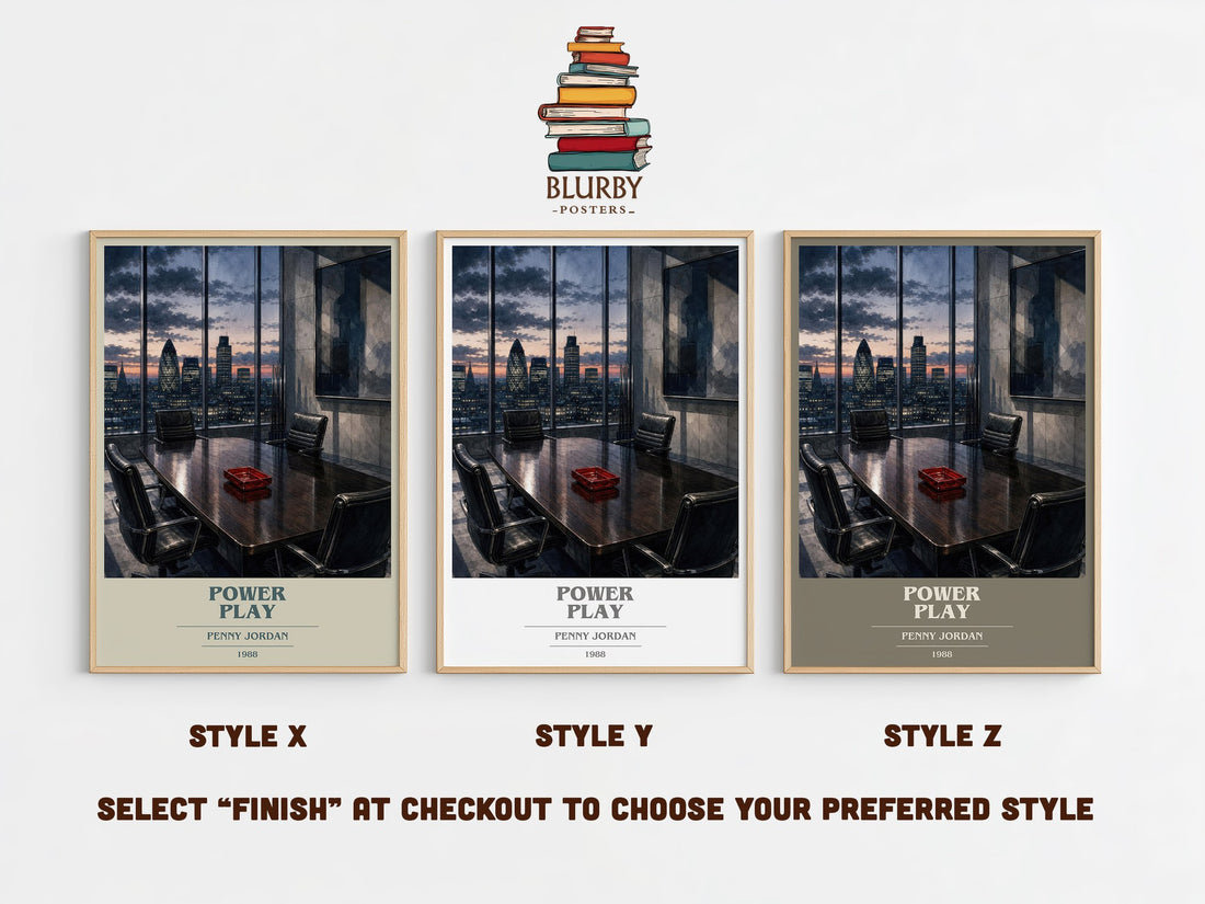 Power Play book cover print in frame leaning in hallway – romance wall art (mockup)
