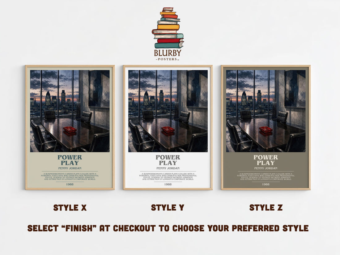 Power Play bookish print in frame leaning in hallway – romance wall art (mockup)