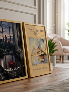 Power Play watercolour print framed by window – literary home decor