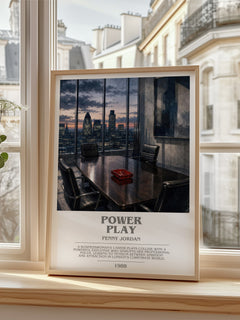 Power Play Bookish Wall Art by Penny Jordan – framed print by a bright window