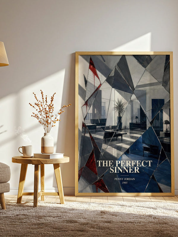 The Perfect Sinner watercolour print in frame leaning in hallway – romance wall art